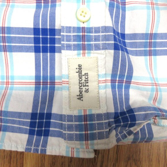 ABERCROMBIE & FITCH MUSCLE FIT 100% COTTON SHIRT BLUE, RED & WHITE LARGE, L - Picture 3 of 4